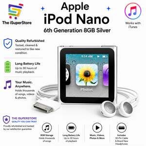 Apple iPod Nano 6th Generation 8GB Silver+ 1 YR CPS Warranty!